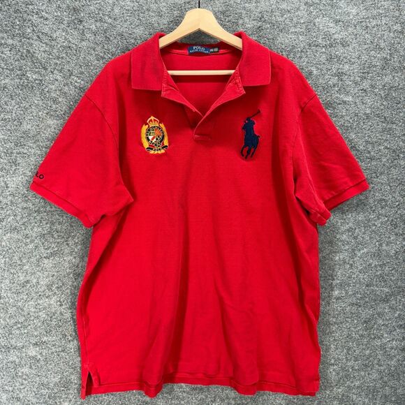 Ralph Lauren Polo Shirt Men 2XLT Tall Red Collared Short Sleeve Cotton Pullover - Picture 1 of 7